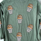 (MULTI COLOR) Sequin Basketball Corded Crews