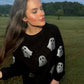 Black Glitter Ghost Corded Crew