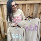 Beige/Pink Floral Ghost Corded Crew