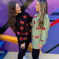 Green/Red Sequin Bow Corded Crew