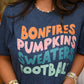Bonfires Pumpkins Sweaters Football Tee