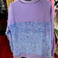Purple Sequin/Velvet Pullover