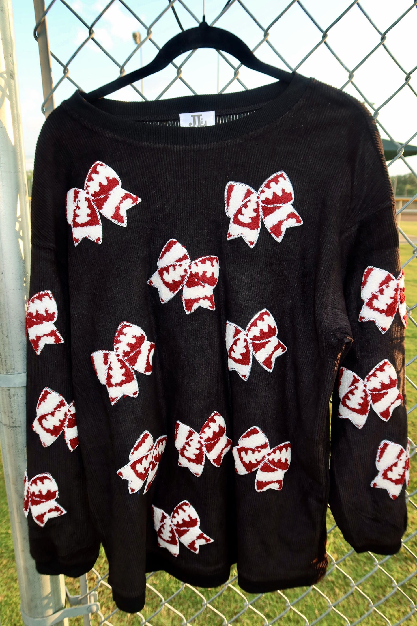 Chenille Football Bow Corded Crew