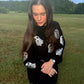 Black Glitter Ghost Corded Crew