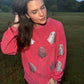 Blush Pink Glitter Ghost Corded Crew