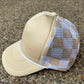 **SALE** RTS Tan Checkered Trucker Hat
