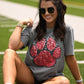 Red & Black Faux Glitter Paw Print Tee