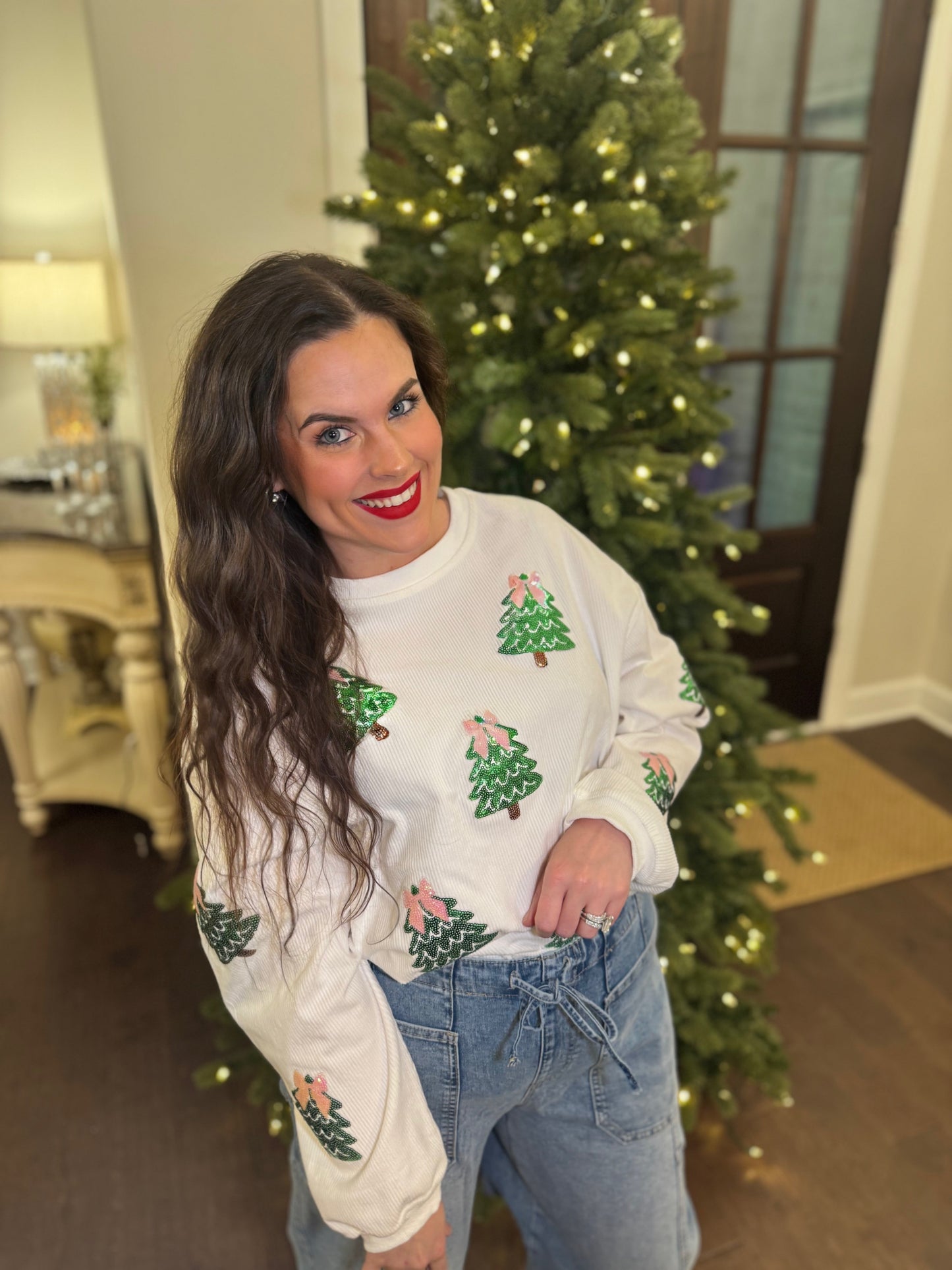 Sequin Trees + Bow Corded Crews