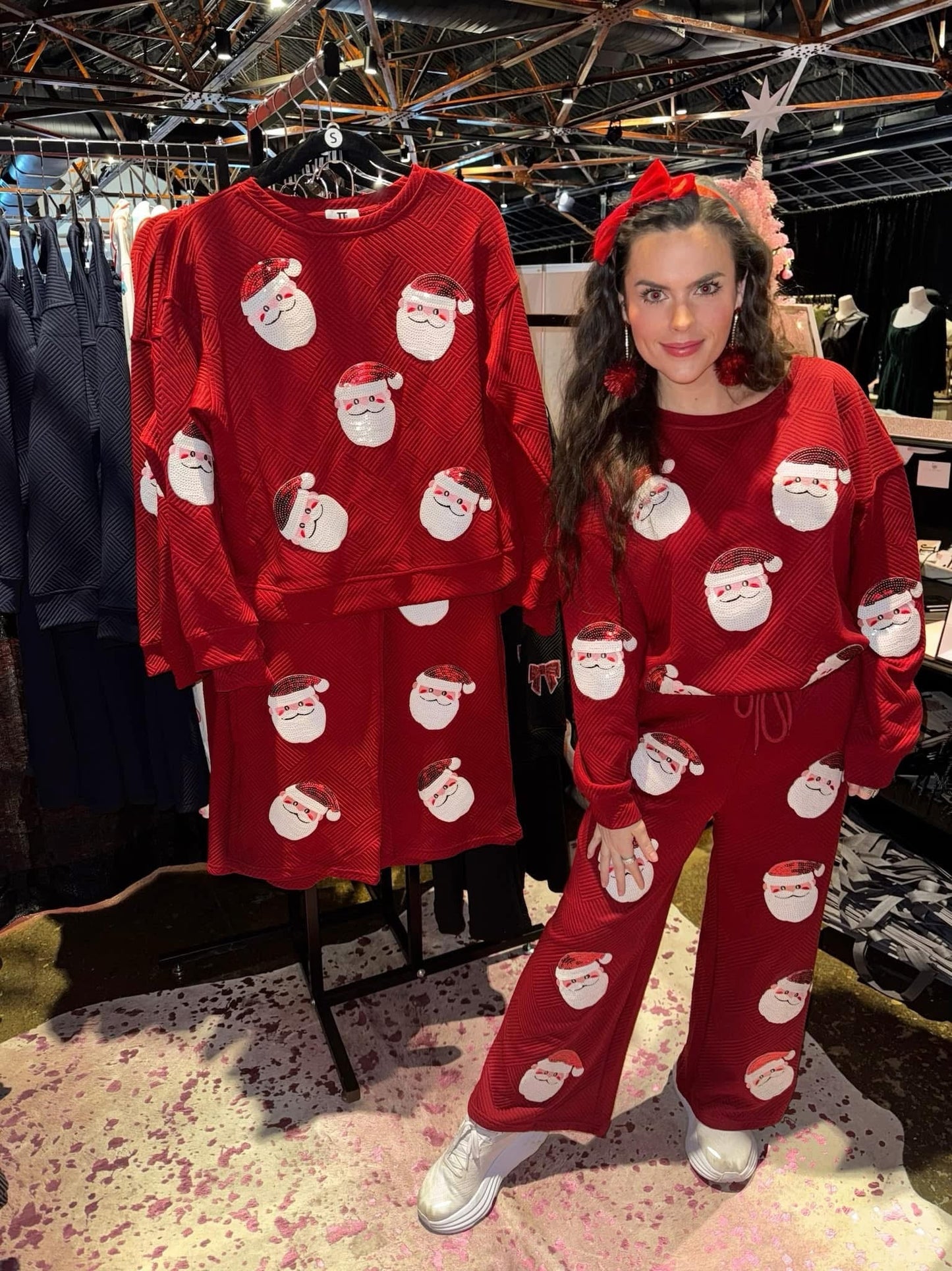 RTS Red Santa Sequin Textured Set