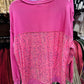 Pink Sequin/Velvet Pullover