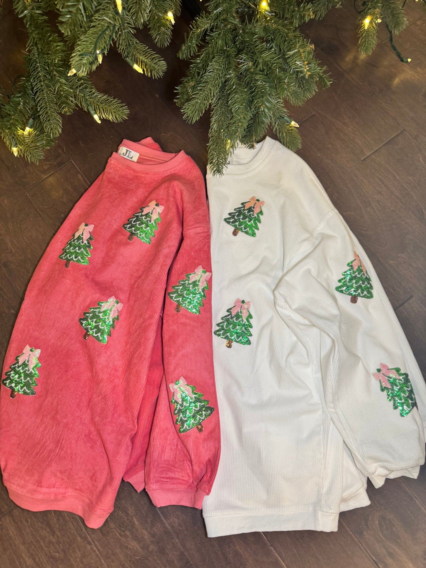 Sequin Trees + Bow Corded Crews