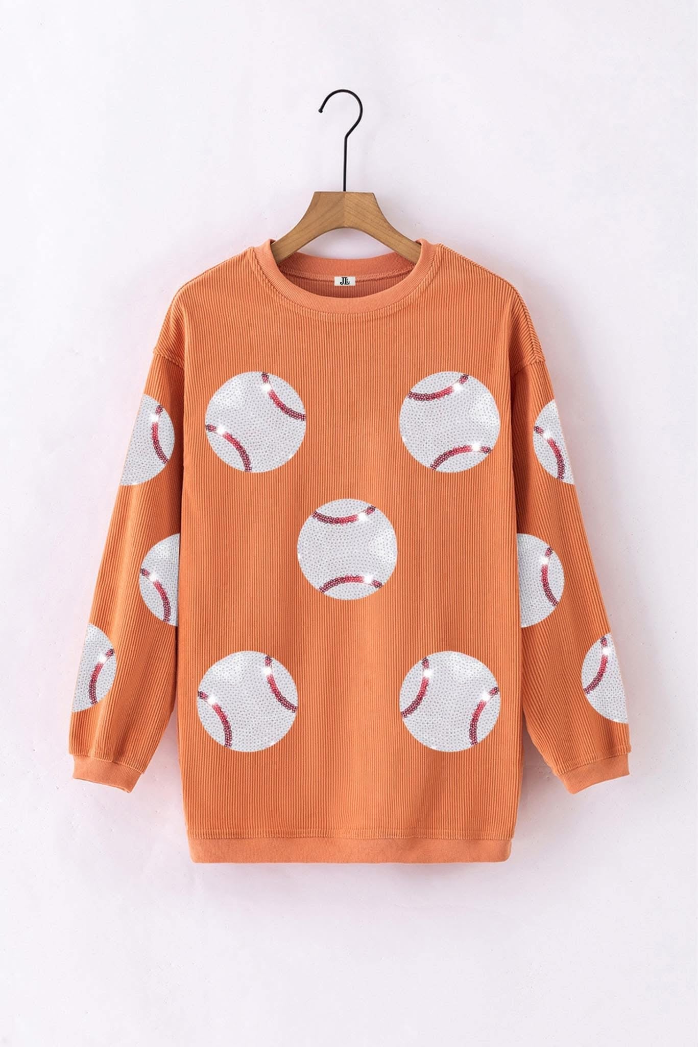 (MULTI COLOR) Sequin Baseball Corded Crews