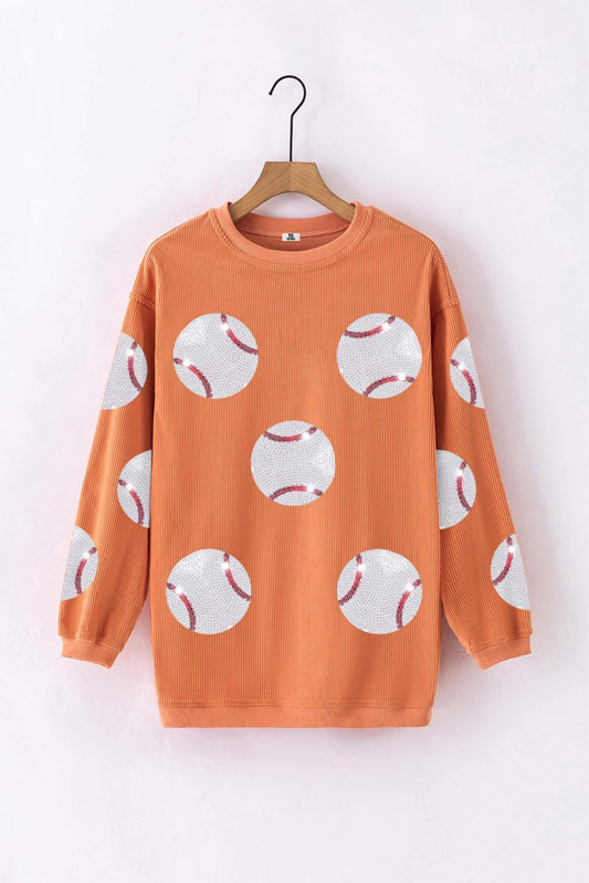 (MULTI COLOR) Sequin Baseball Corded Crews