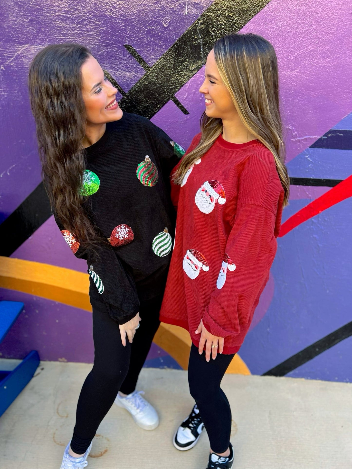 Sequin Santa Corded Crew