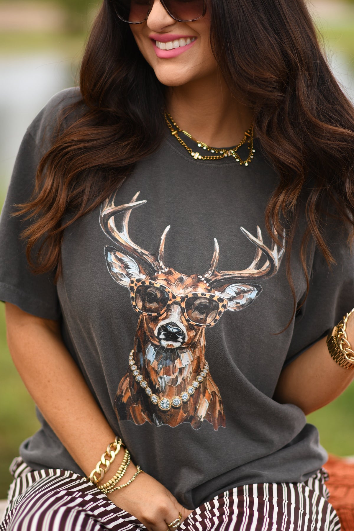 Boujee Deer In Glasses Tee/Long Sleeve