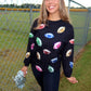 Multicolor Sequin Football Patch Corded Crews