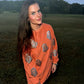 Orange Glitter Ghost Corded Crew