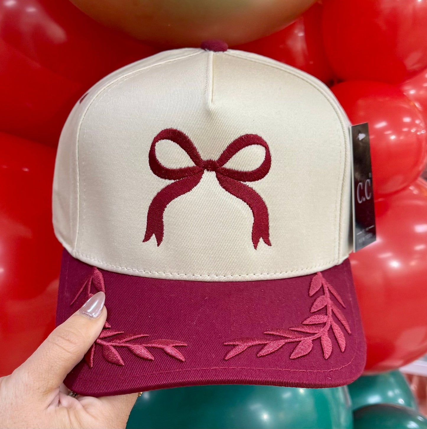 Burgundy Bow Bay Leaf Hat
