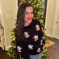 Sequin Santa Gift Corded Crew