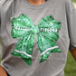 Green Faux Glitter Football Bow