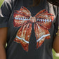 Faux Glitter Bow Football Tee