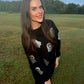Black Glitter Ghost Corded Crew