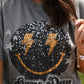 Game Day Smiley Faux Glitter Tee