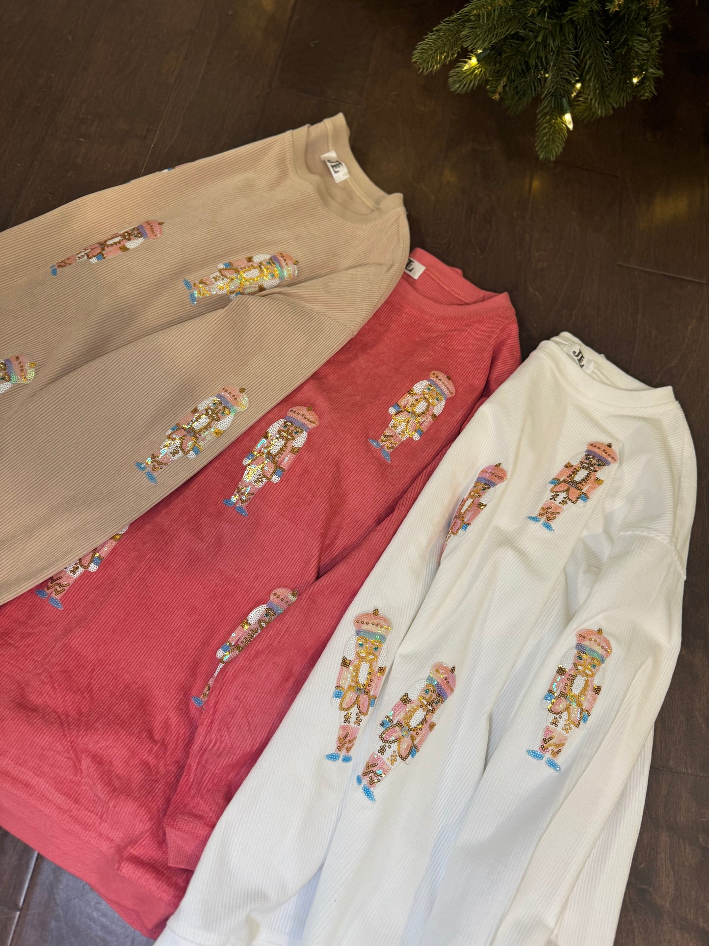 Pastel Nutcracker Sequin Corded Crews