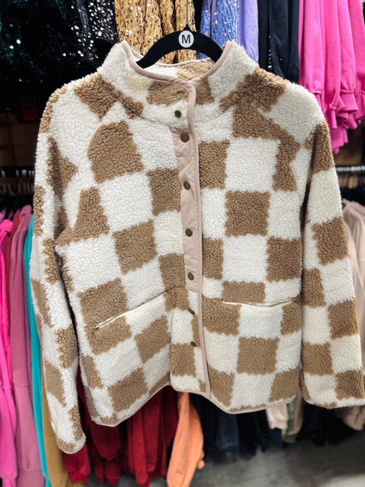 Tan & White Sherpa Jacket