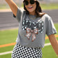 Football Mama Checkered Bow Tee