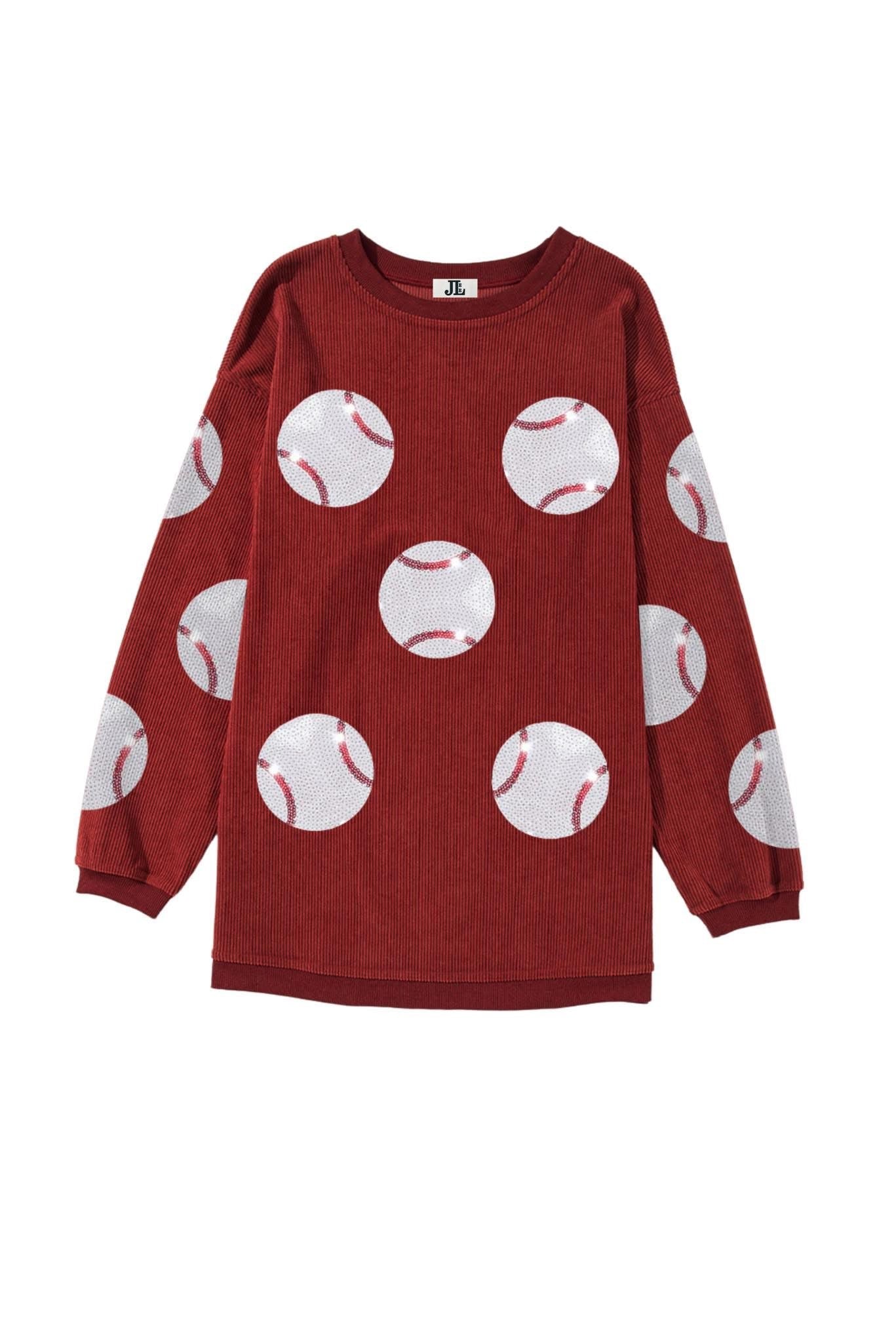 (MULTI COLOR) Sequin Baseball Corded Crews