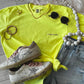Neon Yellow Dainty Embroidered Mama Tee
