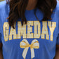 Game Day Gingham Bow Royal Tee