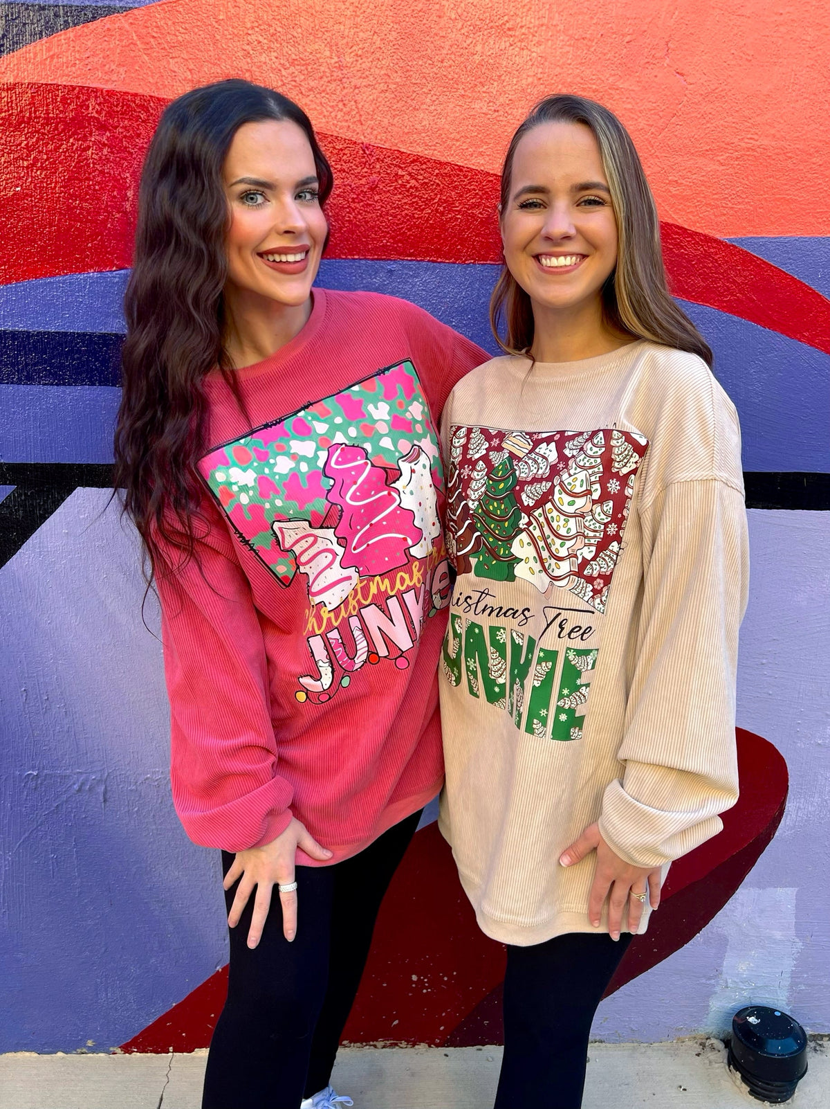 RTS Beige Christmas Tree Junkie Corded Crew