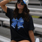 Blue Faux Glitter Football Tee