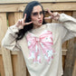 Beige Ghost Bow Corded Crew