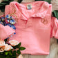 Neon Pink Dainty Mama Embroidered Split Neck Sweatshirt