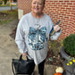 RTS Blue/Gray Floral Pumpkin Corded Crew