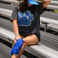 Blue & Silver Faux Glitter Paw Print Tee