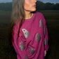 Magenta Glitter Ghost Corded Crew