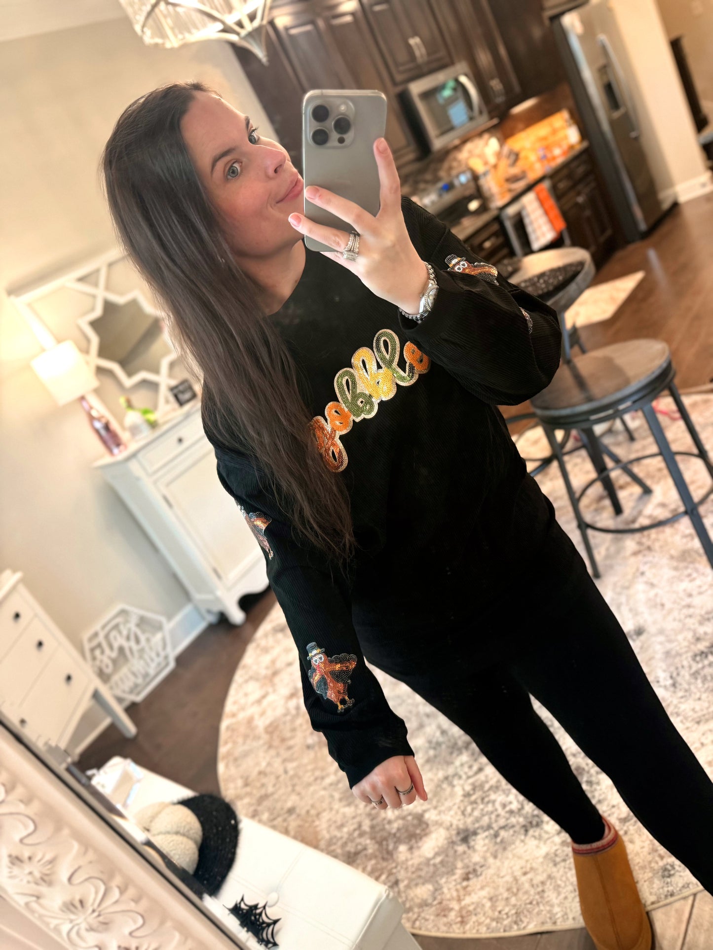 Gobble Sequin Corded Crew
