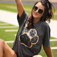 Black & Gold Faux Glitter Paw Print Tee