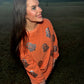 Orange Glitter Ghost Corded Crew
