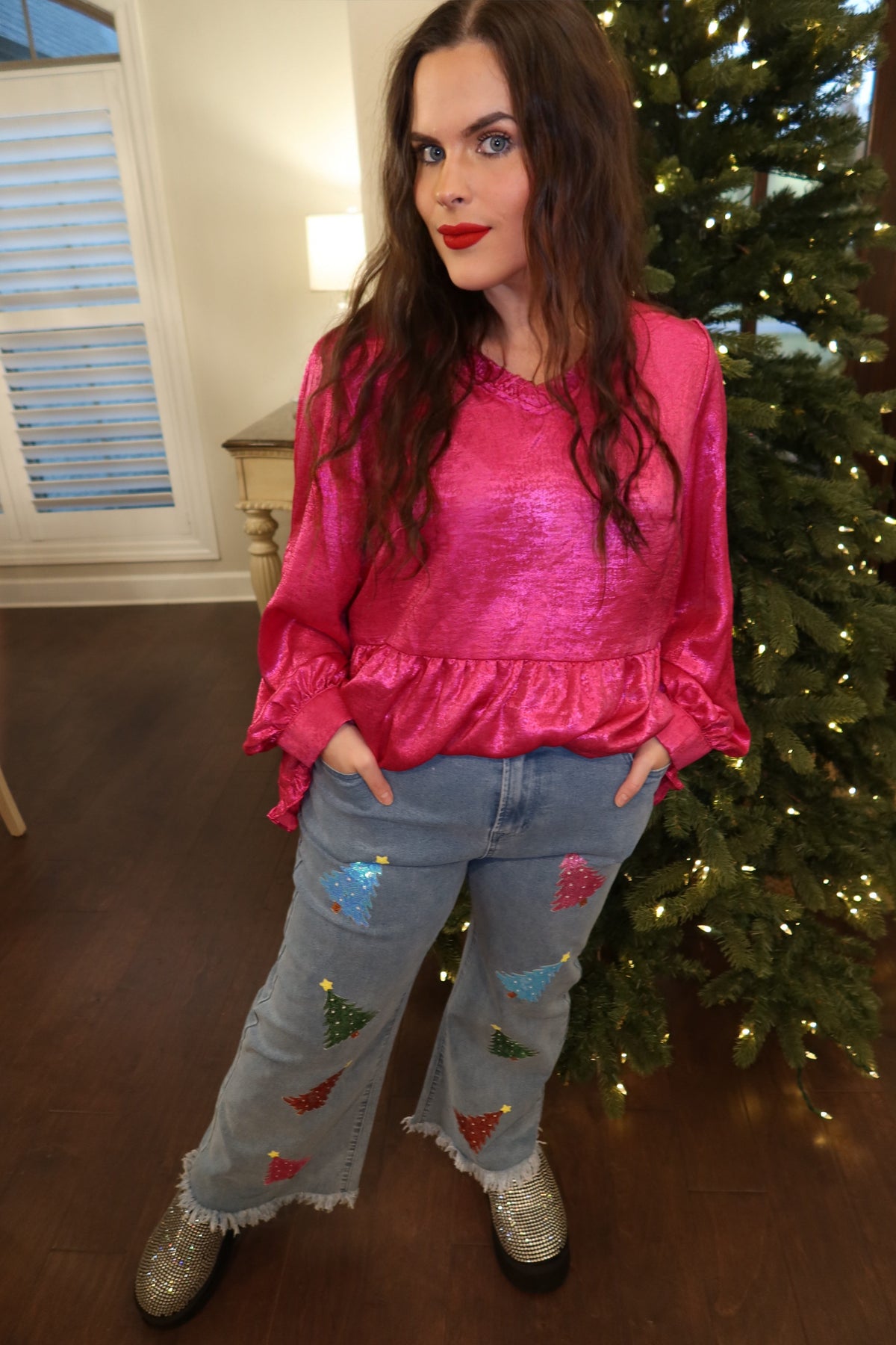 Metallic Babydoll Tops