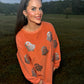 Orange Glitter Ghost Corded Crew