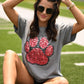 Red & Black Faux Glitter Paw Print Tee