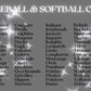 Baseball Club & Softball Club Mascot Tees (60 Mascots Available)