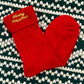 RTS Red Merry Christmas Embroidered Socks