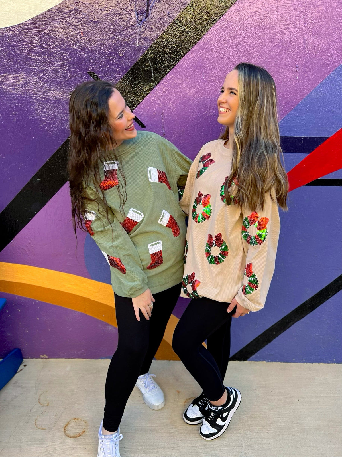 RTS Sequin Wreath Corded Crew