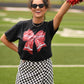 Red Faux Glitter Football Tee